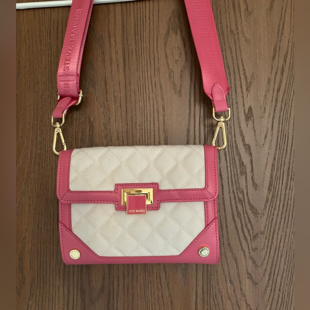 Steve Madden Crossbody Pink and White Purse